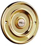 Solid Polished Brass & China Round Victorian Door Bell Push Switch (PB1418)