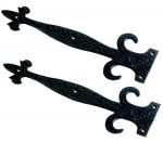 A Pair Of 15" Fleur de Lys False Door Hinge Fronts in Black steel (AB76/15)