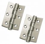 10 Pairs of Satin Chrome Steel 3" Ball Bearing Butt Hinge (14101)