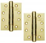 10 Pairs of Eclipse Polished Brass Stainless Steel 4" Ball Bearing Butt Hinge (14882)