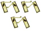 3 x Pairs Solid Polished Brass Georgian Scroll Door Handles With Keyhole (B2100)
