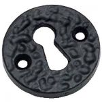 Smooth Round Key Hole open escutcheon in Black Cast Iron (762)