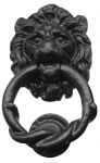 Large Lion Head Door Twisted Knocker in Black Cast Iron (JAB8)