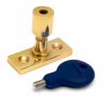 Heavy Duty Window Stay / latch Security Pin in Polished Brass with Key (PB880)