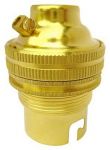 BC B22 Light Bulb Lamp holder 10mm, Earthed, Polished Brass Unswitched (A70M)