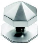 Large Satin Chrome Octagonal Centre Pull Door Knob / Handle (SCP12B)