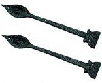 A Pair Of 10" Spear End Light False Door Hinge Fronts in Black Cast Iron (37047)