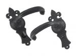 FDL Style Door Handles with Bathroom Turn & Release in Black Cast Iron (AB529)