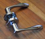 Polished Chrome Modern "Mill" Rose Door Handles (BC1325)