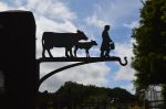 Cow, Calf & Farmer Hanging Basket Bracket