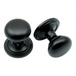 Smooth As Silk Mat Black Victorian Style 63mm Door Knobs Un Sprung (MB2029)