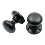 Smooth As Silk Mat Black Victorian Style 50mm Door Knobs Half Sprung (MB92A)