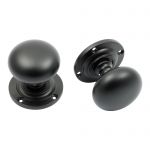 Smooth As Silk Mat Black Victorian Style 63mm Door Knobs Half Sprung (MB92B)