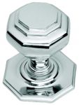 Large Octagonal Polished Chrome Centre Pull Door Knob (BC15B)