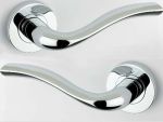 Polished Chrome Modern Flute Rose Door Handles (BC1381