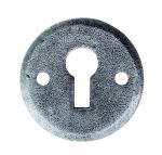 Wrought Iron open keyhole escutcheon in a Pewter effect, rust proof finish