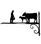 Cow, Calf & Farmer hanging Basket Bracket