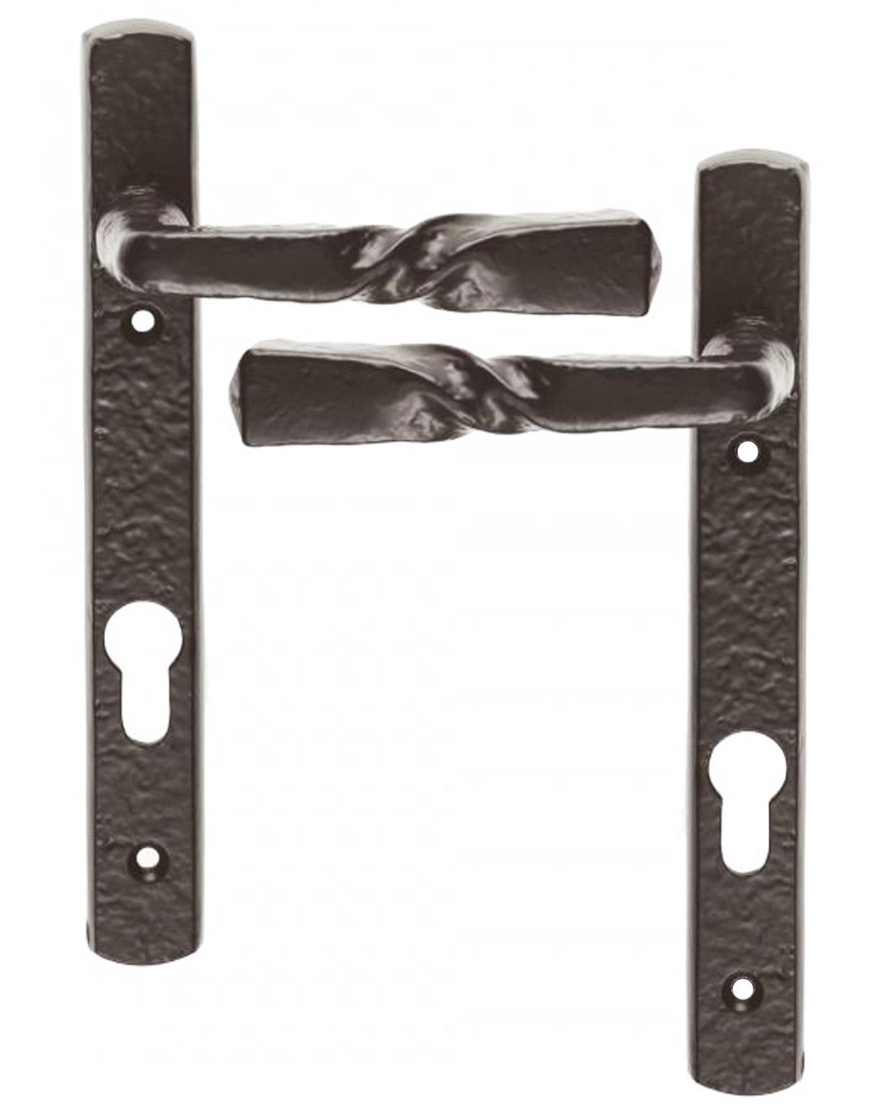 French Door Handles Narrow Back With Euro Lock In Black Cast Iron Description