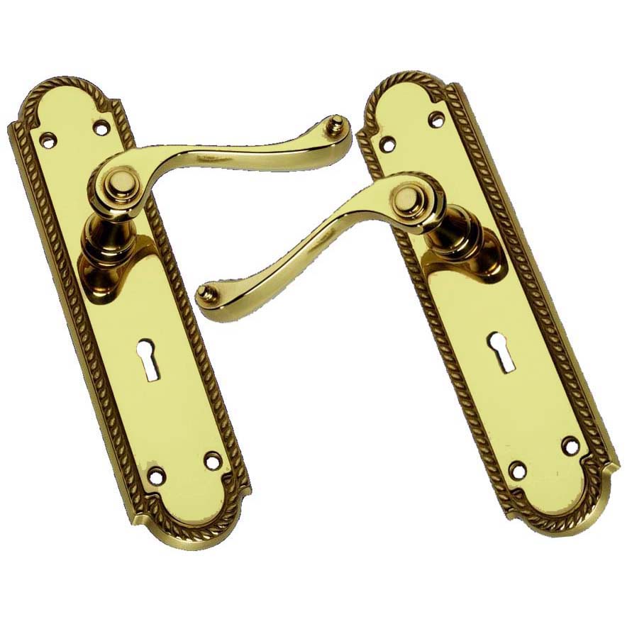 Long Back Scroll, Polished Brass Handles With Keyhole. (FG27)